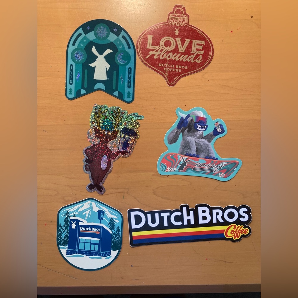 Lot of 12 rare hard to find Dutch bros stickers, Christmas Arizona